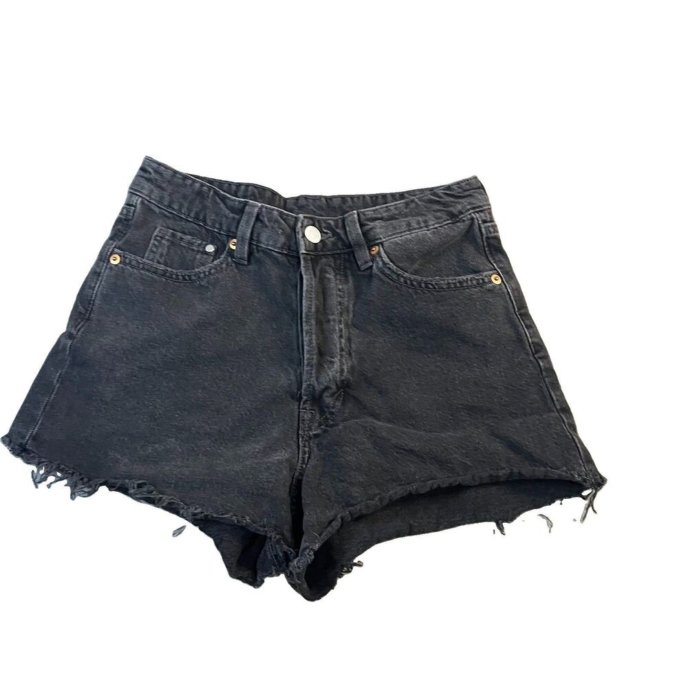 &denim High Waist Short Vintage Black Wash Button Fly Cut off Shorts Womens Sz 4